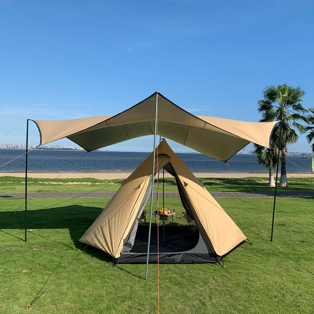 Cheap Goat Tents Ultralight Pyramid 4 Person Camping Tent Travel Family Tourist 4x Double Layer Outdoor Hiking Large Teepee Backpacking tents   